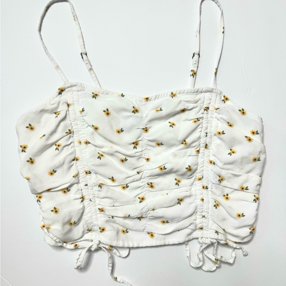 HOLLISTER S White Cinched Crop Top🌼